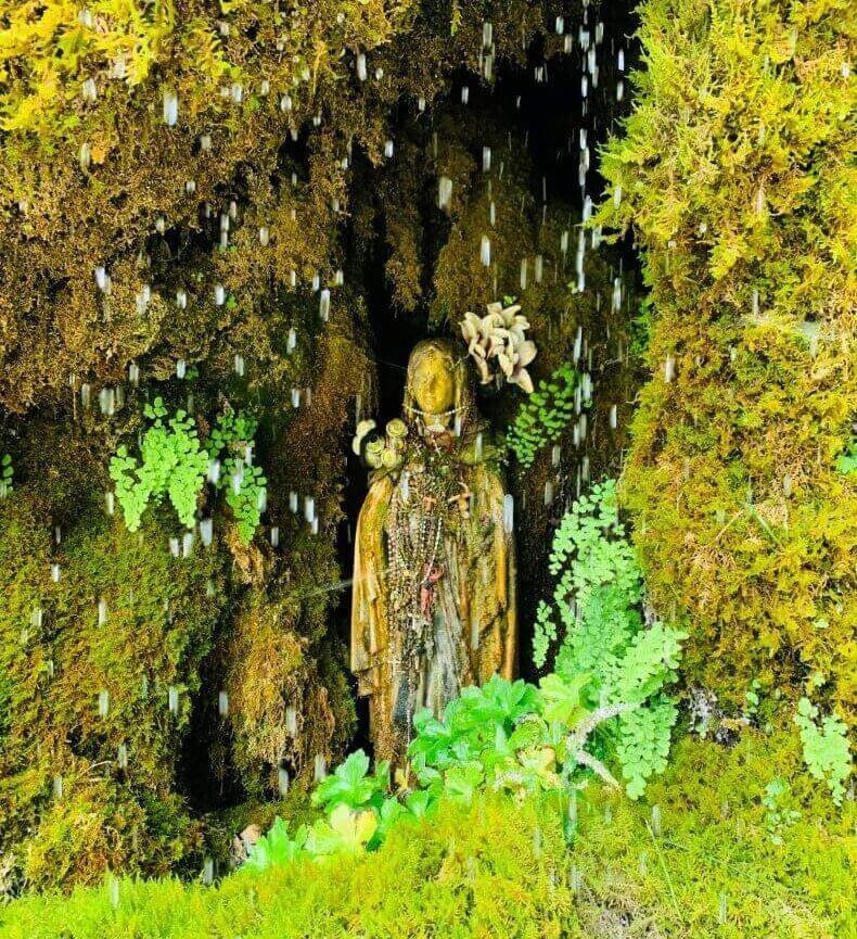A statue of Mary in a niche in the Catafurco waterfalls, Nebrodi, Northern Sicily.