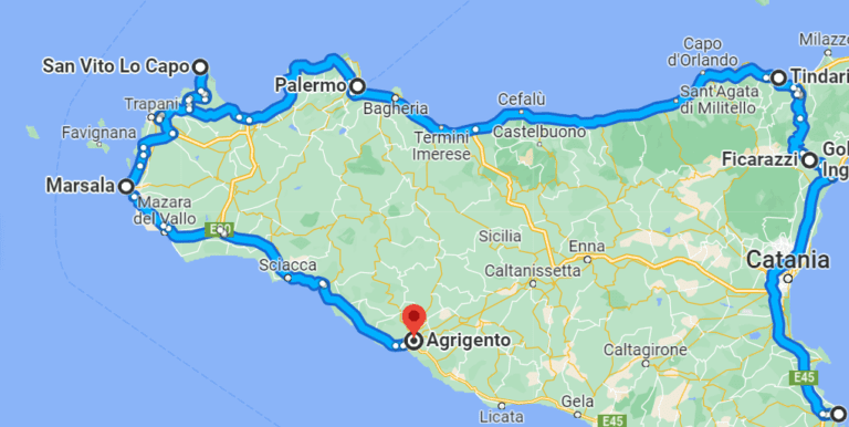NORTH TO WEST SICILY ITINERARY MAP