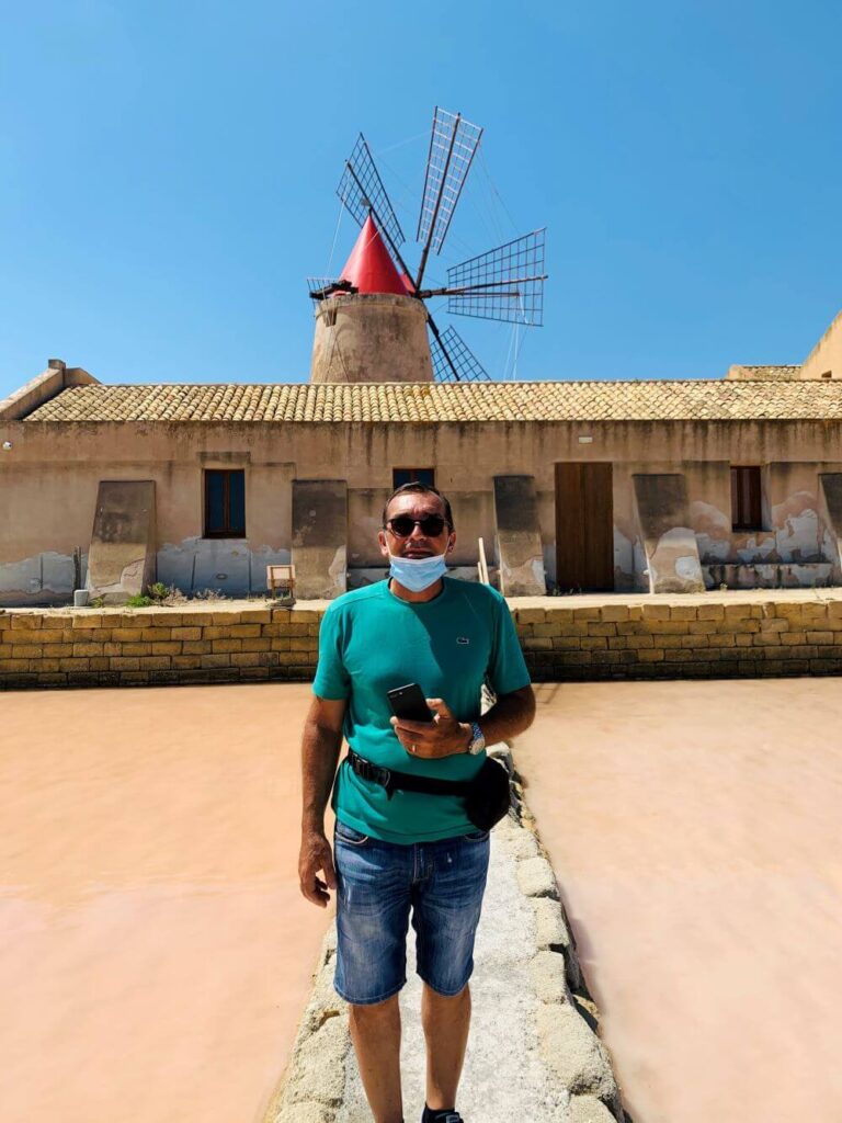 Pietro at the museum of the mozia Salt Lakes, Western Sicily