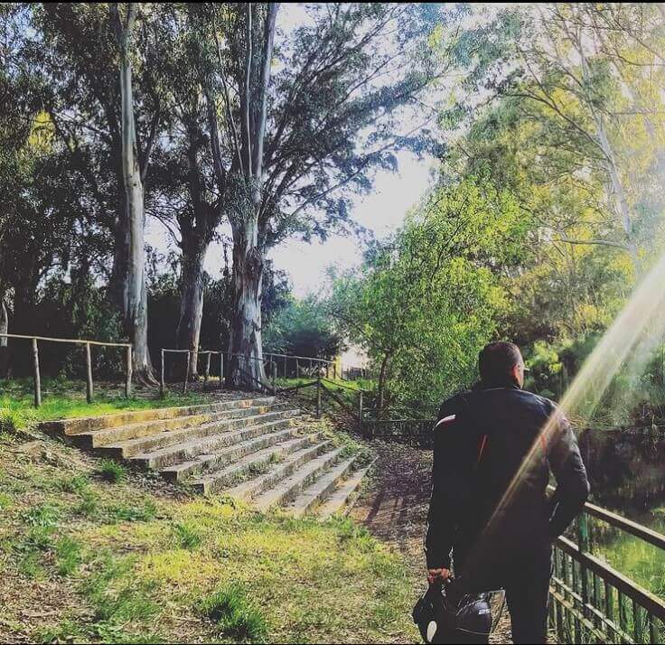aking a walk in a nature park in Sicily after a motorcycle ride