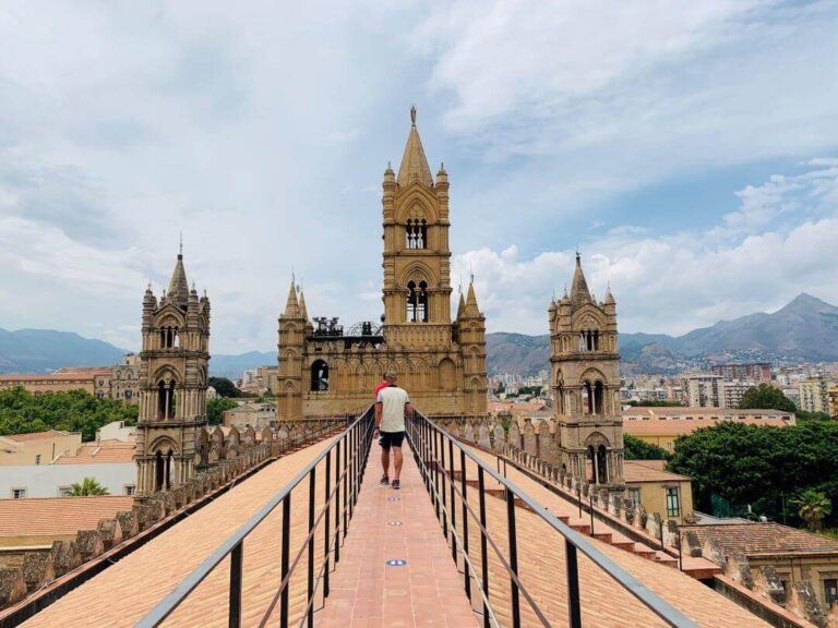 View from the rooftop of The Cathedral of Palermo with five spires