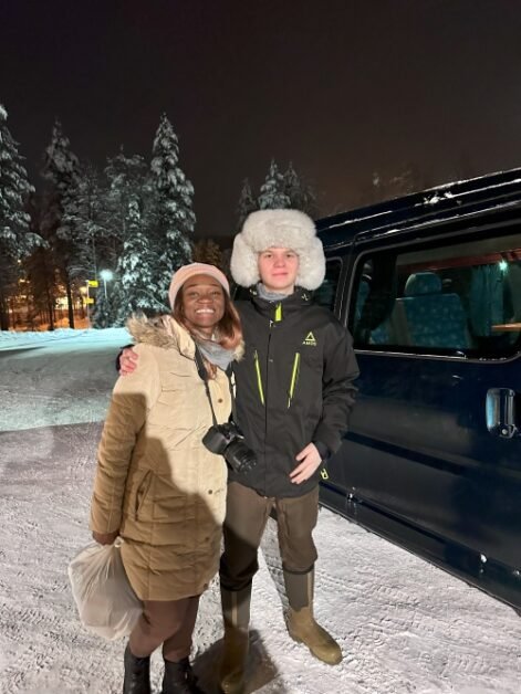 A man and women in winter clothes outdoors
