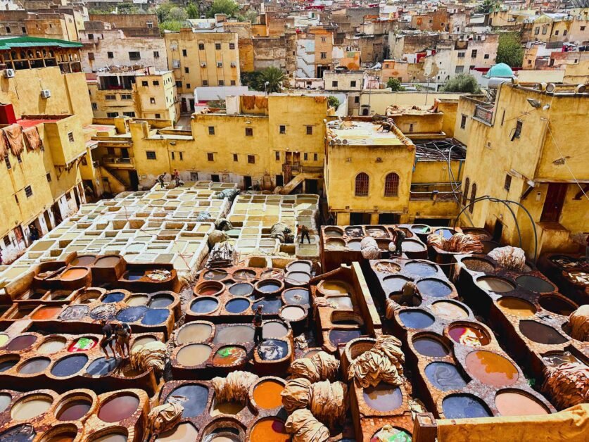 Traditional leather tannery in Morocco